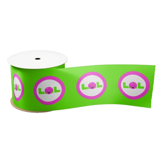 LOL Laughout Loud Lila Bright Green Satinband (Spule)