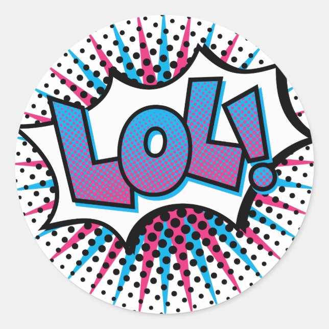 LOL Pop Art Runder Aufkleber (Vorderseite)