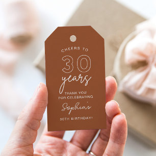 LOLA 30. Geburtstag Terracotta Gefallen Geschenkanhänger