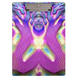 LOLA ~ BIZARR 3D! ~ Blau Gelb Pink original ~ Klemmbrett