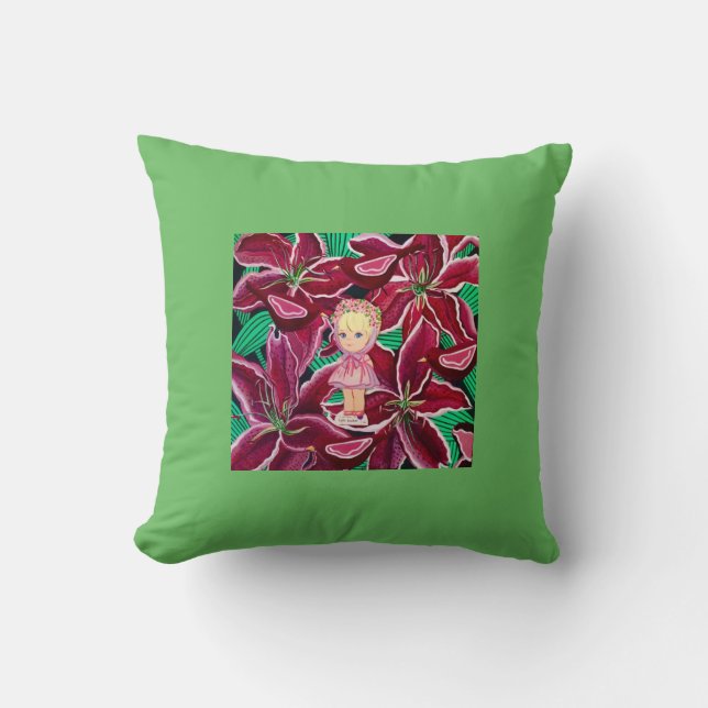 Lola in Red Lilies Pillow Kissen (Vorderseite)