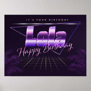 Lola Name Vorname lila retro Poster Geburtstag