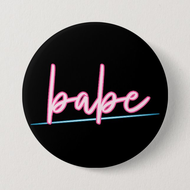 LOLA Neon Blue und Pink 90er Babe Bachelorette Button (Vorderseite)