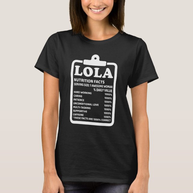 Lola Nutritional Facts Oma T-Shirt (Vorderseite)