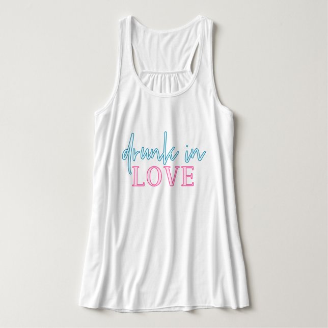 LOLA Pink Blue Neon Betrunken in Liebe Bachelorett Tank Top (Design Vorderseite)