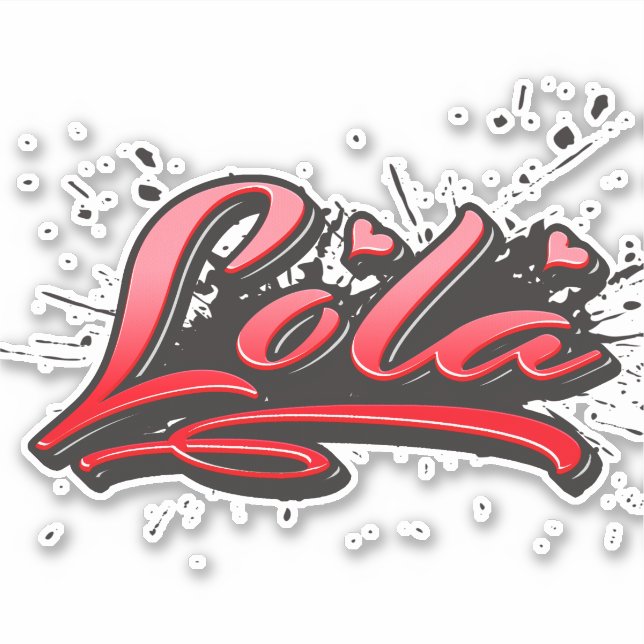 Lola red Heart Graffiti Aufkleber Sticker (Vorderseite)