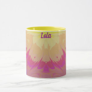 LOLA ~ Verrücktes 3D-Fraktal ~ Pink Lila Blau Gelb Tasse