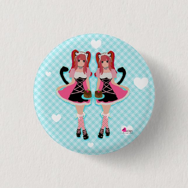 Lolita Neko Mädchen-Knopf Button (Vorderseite)