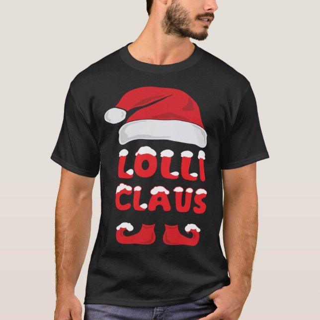Lolli Claus Weihnachten Matching Pop Pop Grandpare T-Shirt (Vorderseite)