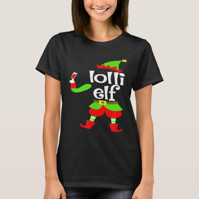 Lolli Elf Wine Christmas T-Shirt (Vorderseite)