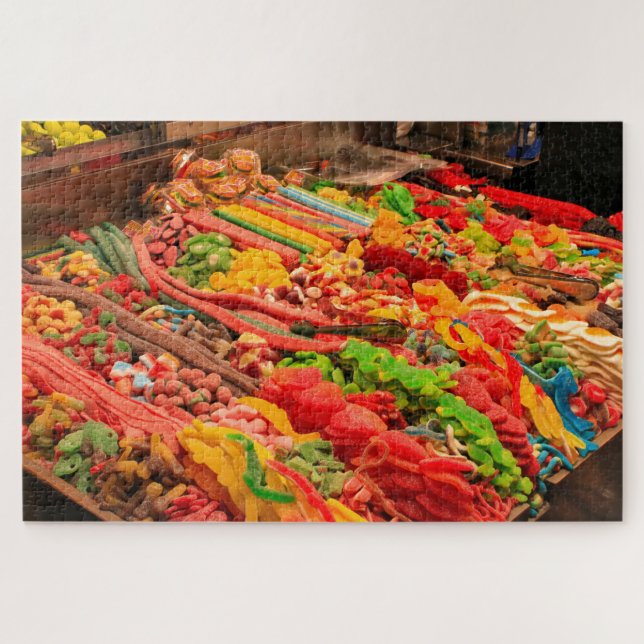 Lollies und Süßigkeiten auf dem Markt, Barcelona Puzzle (Horizontal)