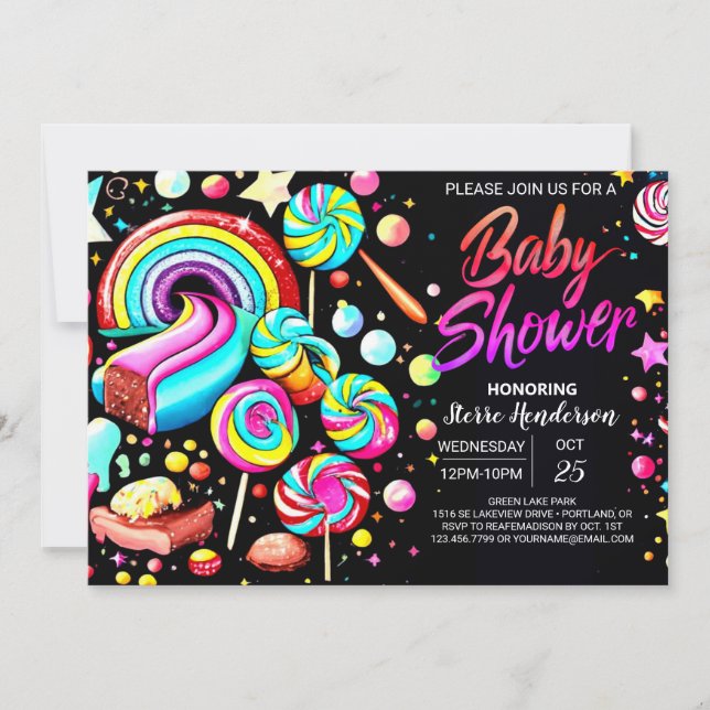 Lollipop Candy Fantasy Baby Shower Einladung (Vorderseite)