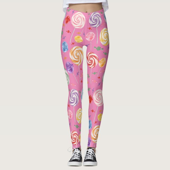Lollipop Candy Pattern farbenfroh Leggings (Vorderseite)