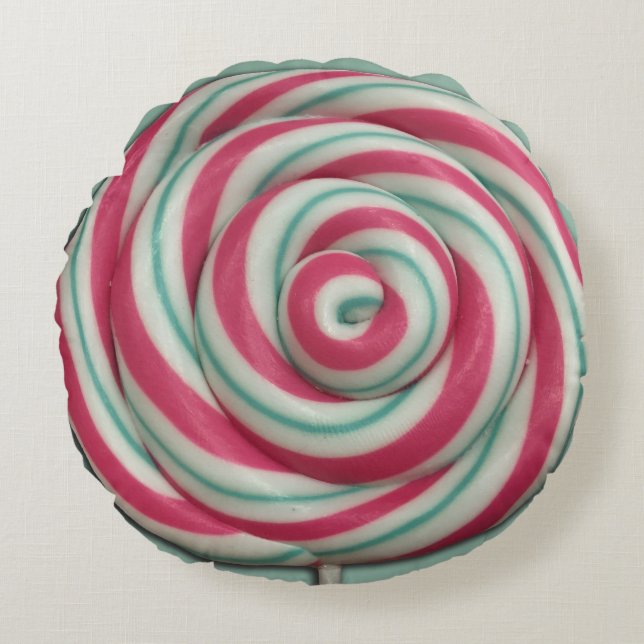 Lollipop Candy Swirl Rundes Kissen (Vorderseite)