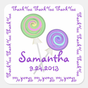 Lollipop Candy Vielen Dank Quadratischer Aufkleber