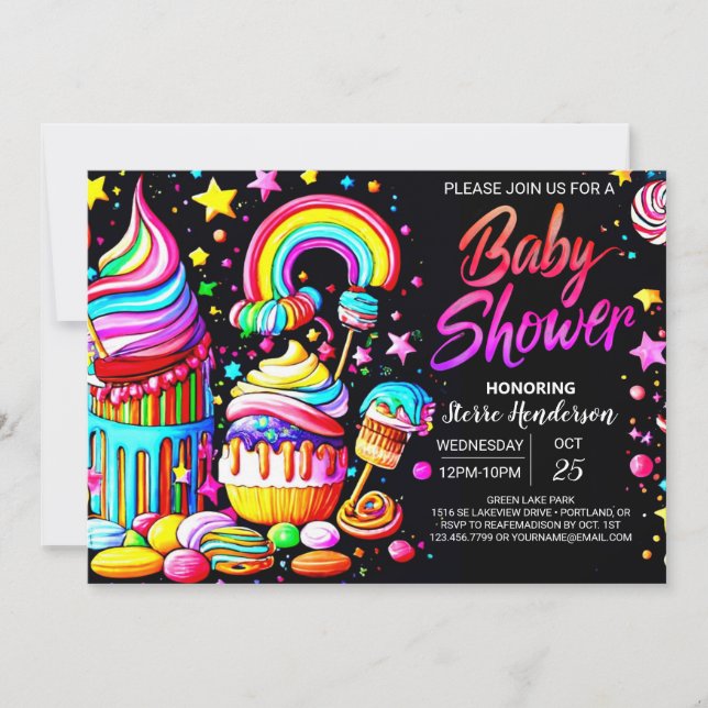 Lollipop Candyland Baby Shower Einladung (Vorderseite)