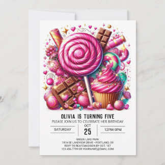 Lollipop Fun Candyland Digital zum Geburtstag Einladung