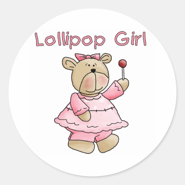 Lollipop Girl Runder Aufkleber (Vorderseite)