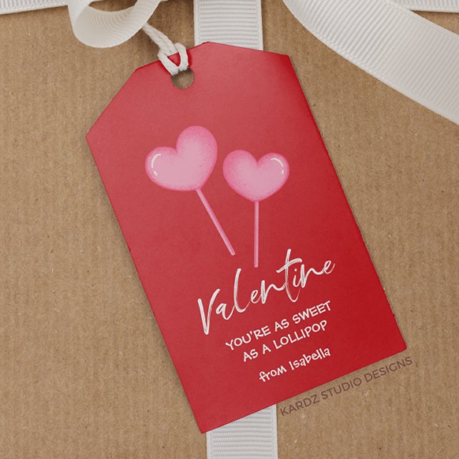 Lollipop Hearts Valentine Geschenkanhänger (Personalize these gift tags with your girl's name and make a thoughtful gift this Valentine's Day.)