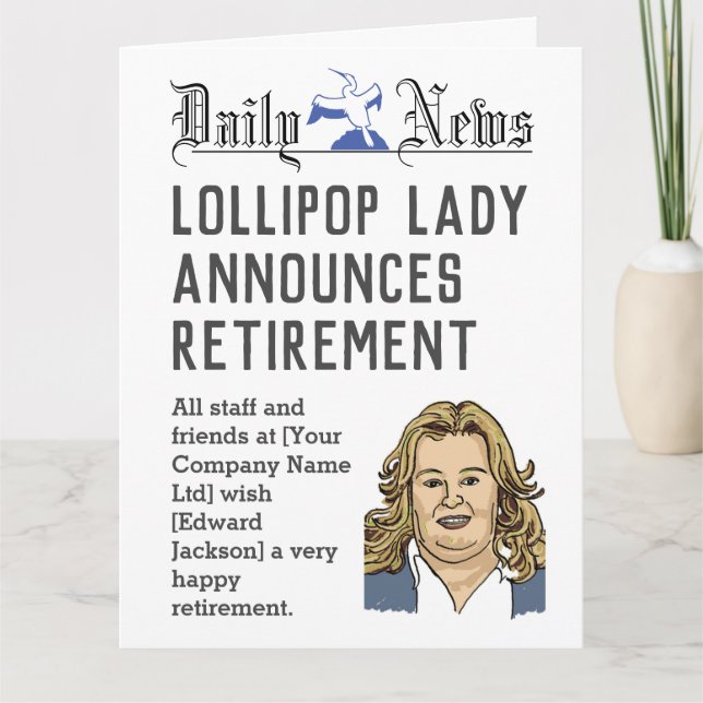 Lollipop Lady Retirement Card zum Personalisieren Karte (Vorderseite)