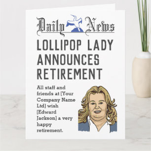 Lollipop Lady Retirement Card zum Personalisieren Karte