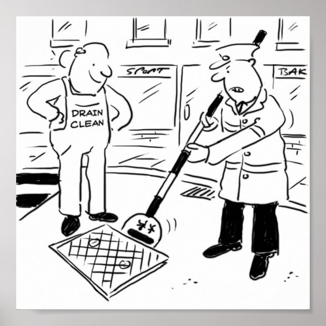 Lollipop Man benutzt sein Zeichen, um einen Abflus Poster (Vorne)