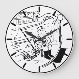 Lollipop Man fischen im Kanal Große Wanduhr