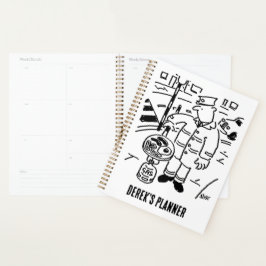 Lollipop Man kocht sein Frühstück. Funny Planer