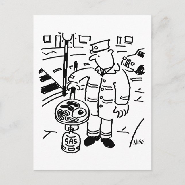 Lollipop Man kocht sein Frühstück Postkarte (Vorderseite)