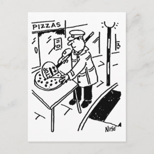 Lollipop Man schneidet eine Pizza Postkarte