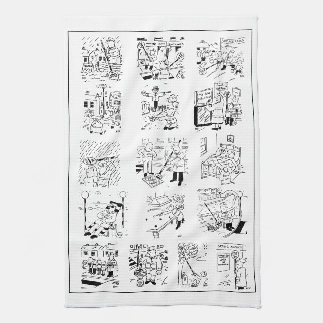 Lollipop Man Selection of Funny Cartoon on a Geschirrtuch (Vertikal)