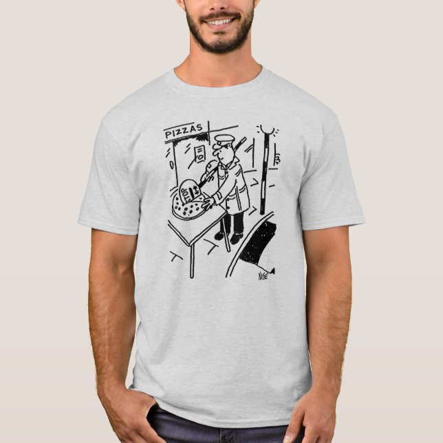 Lollipop Man Slices a Pizza Using the Lollipop T-Shirt (Vorderseite)