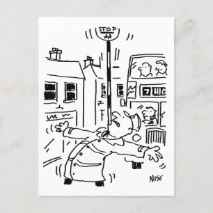 Lollipop Man zeigt ab Postkarte