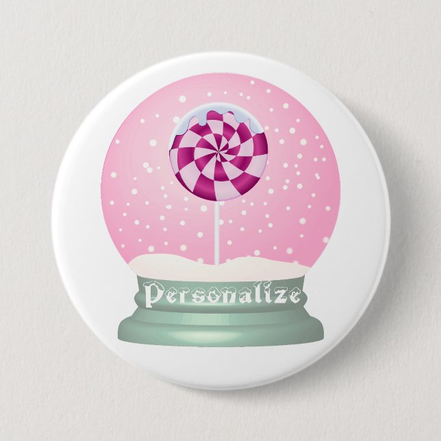 Lollipop-Schneekugel niedliche Rosa Girl Winter Button (Vorderseite)