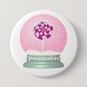 Lollipop-Schneekugel niedliche Rosa Girl Winter Button