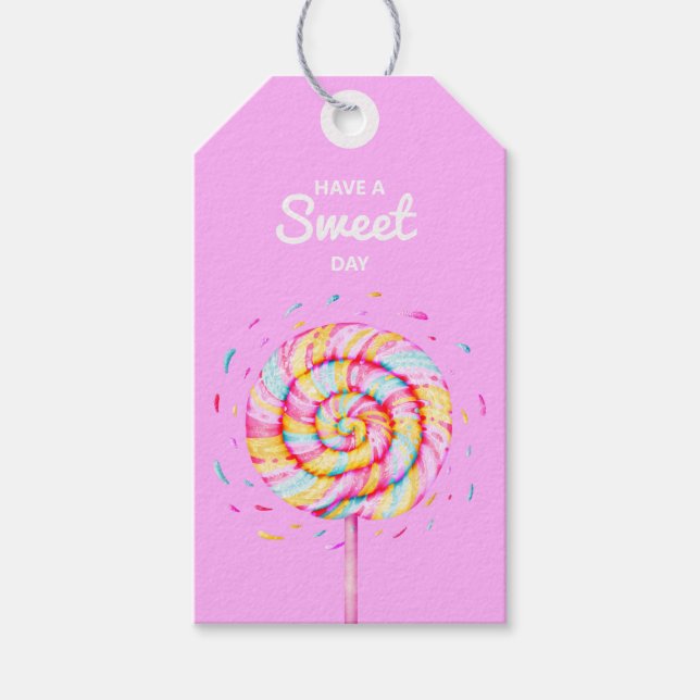 Lollipop Sweet Candy Caramel Drops Illustration Geschenkanhänger (Vorderseite)