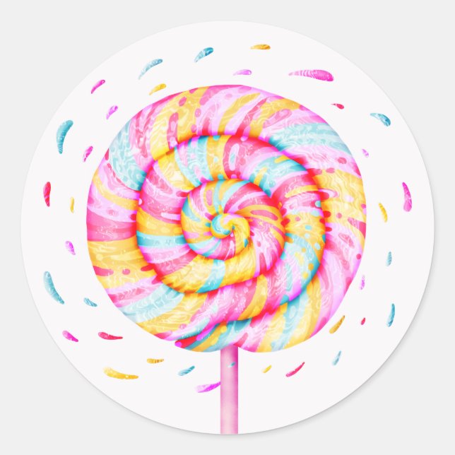 Lollipop Sweet Candy Caramel Drops Illustration Runder Aufkleber (Vorderseite)