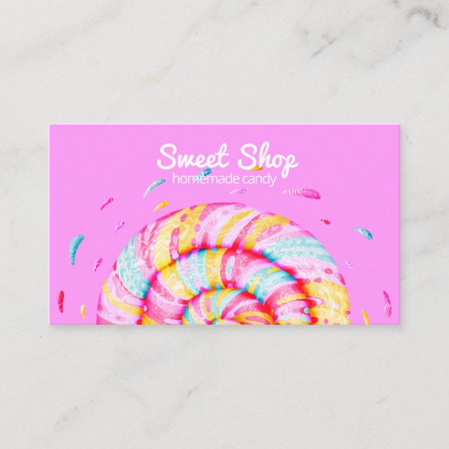 Lollipop Sweet Candy Illustration Homemade Pink Visitenkarte (Vorderseite)