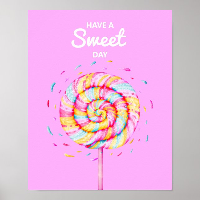 Lollipop Sweet Candy Illustration Pink Poster (Vorne)