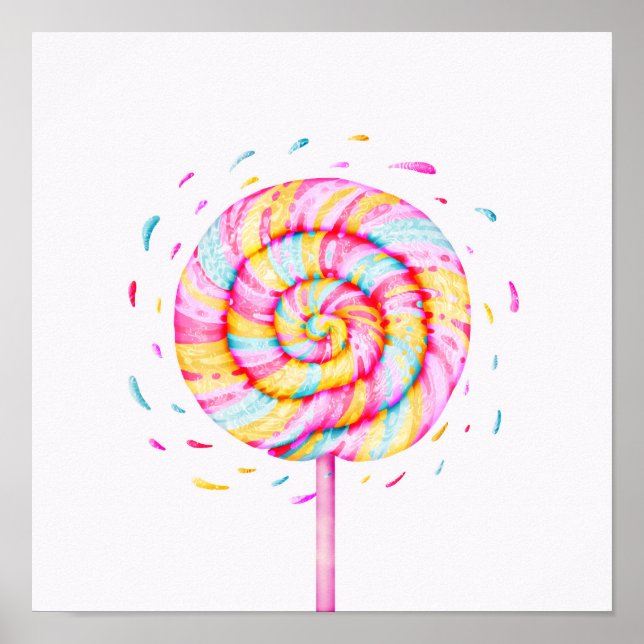Lollipop Sweet Candy Illustration Poster (Vorne)