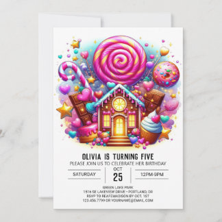 Lollipop Whimsy Candyland Digital Geburtstag Einladung
