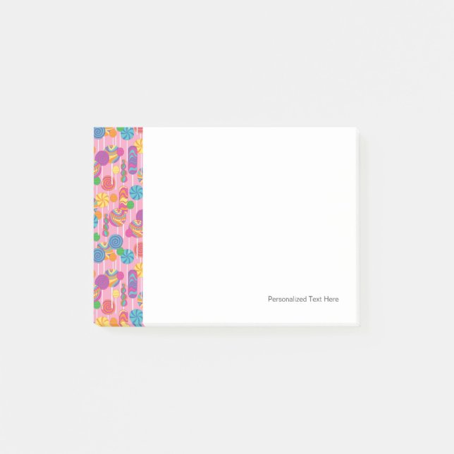 Lollipops-Bonbons-Muster Post-it Klebezettel (Vorderseite)