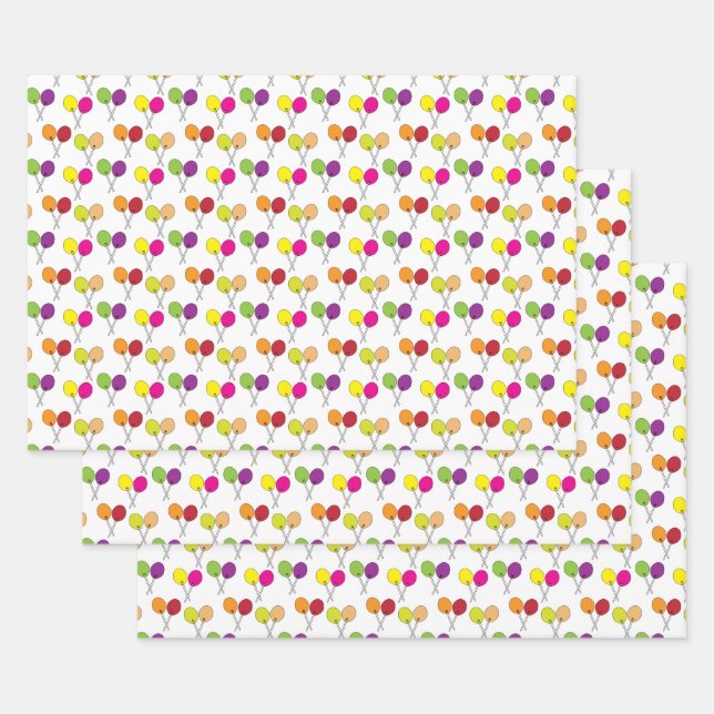 Lollipops in grün, lila, rosa, gelb geschenkpapier set (Set)