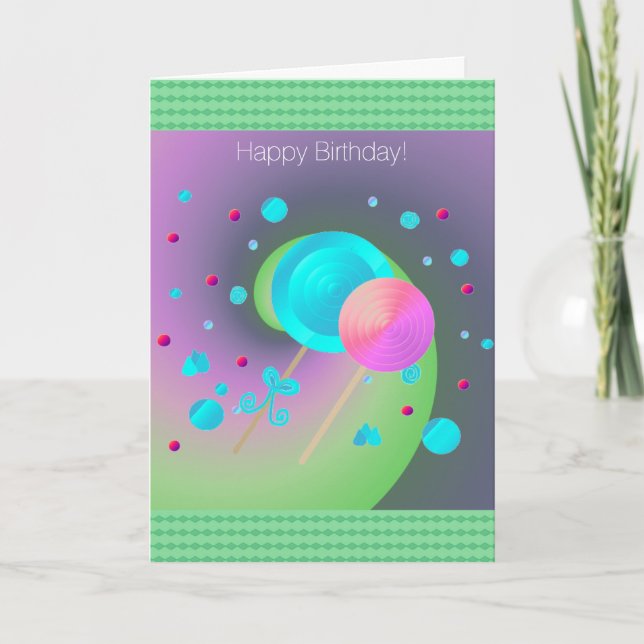 Lollipops und Candy Dots Karte (Vorderseite)