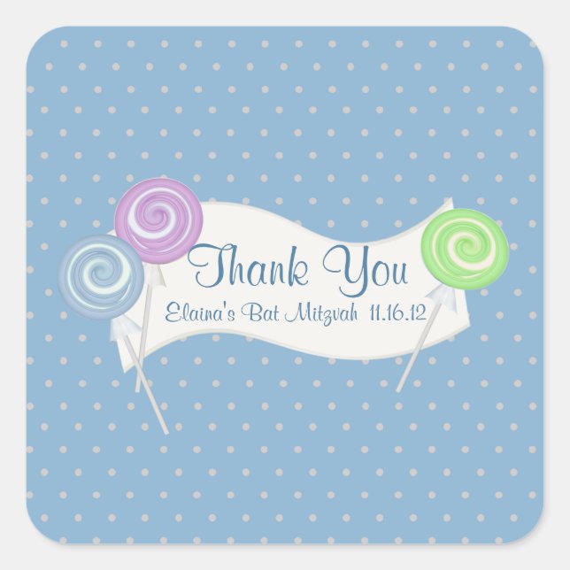 Lollipops und Polka Dots Quadratischer Aufkleber (Vorderseite)