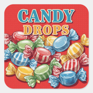 Lollipops, Vintage Poster von Natasha Us Quadratischer Aufkleber