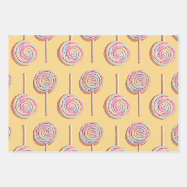 Lollipops Wrapping Paper Geschenkpapier Set (Vorderseite)