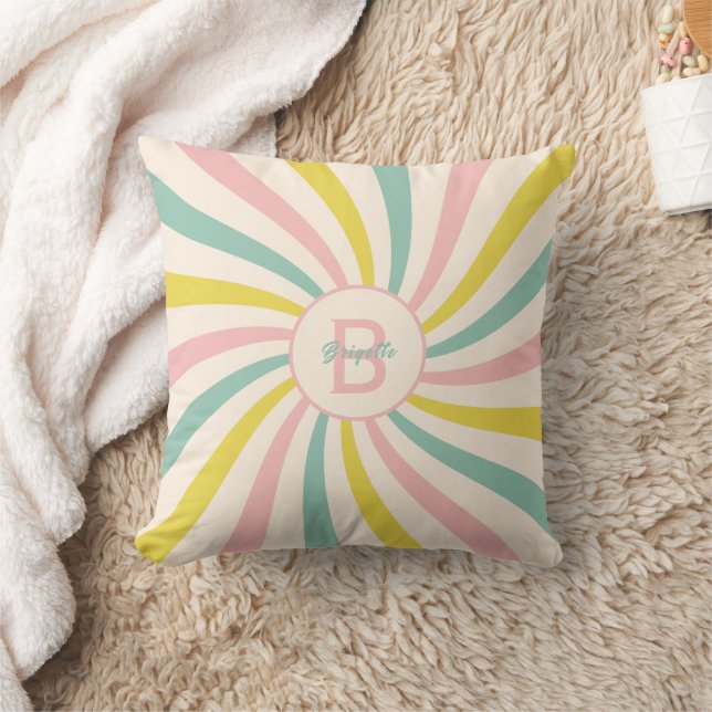 'Lollypop Vibes', Retro-Monogramm Kissen (Decke)