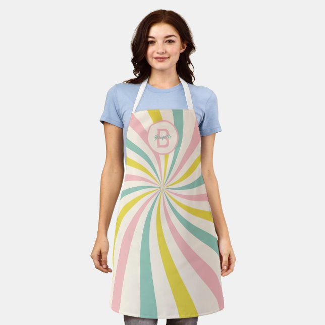 'Lollypop Vibes', Retro-Monogramm Schürze (Getragen)