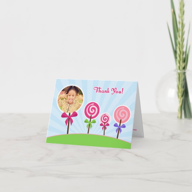 Lollypop Vielen Dank für Ihre Fotokarte Dankeskarte (Vorderseite)